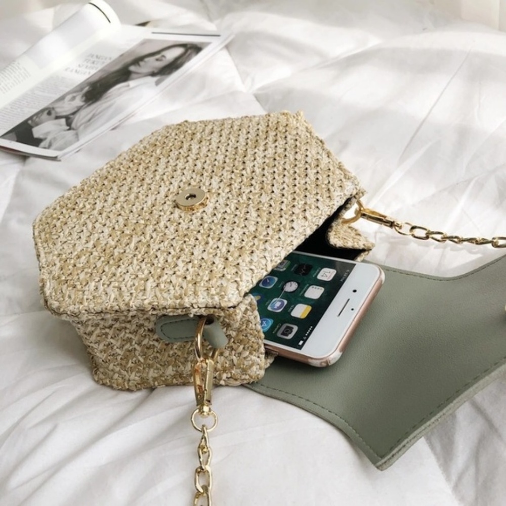 NEW Boho Tassel Straw Leather Crossbody Bag Purse - Picture 3 of 4